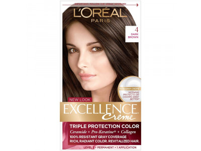L'Oreal Paris Excellence Creme Triple Care Hair Color - 4 Natural Brown (72ml+100gm)