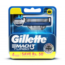 Gillette Mach3 Turbo Shaving Razor Blades (Pack of 4)