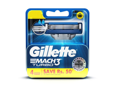 Gillette Mach3 Turbo Shaving Razor Blades (Pack of 4)