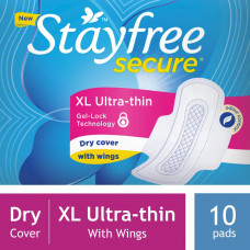 J&j Stayfree-secure Dry Ultra With Wing Sanitary Pads (Pack of 10)