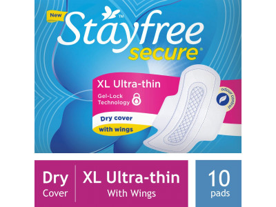 J&j Stayfree-secure Dry Ultra With Wing Sanitary Pads (Pack of 10)