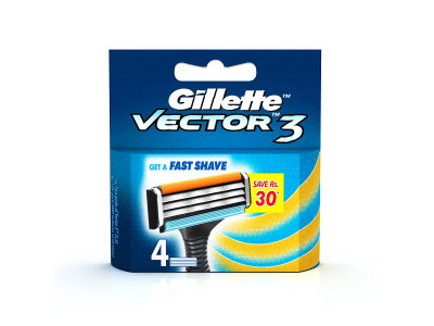 Gillette Vector3 Shaving Razor Blades (Pack of 4)