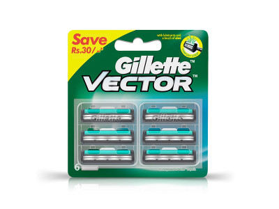 Gillette Vector Plus Shaving Razor Blades (Pack of 6)