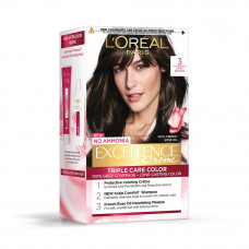 LOreal Paris Excellence Creme Hair Color, 3 Natural Darkest Brown, 72ml+100g