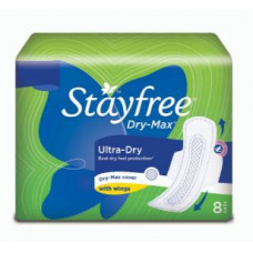 J&J Stayfree Dry Max Ultra Thin Sanitary Pads (Pack of 8)