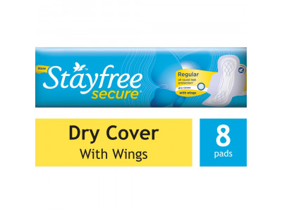 J&j Stayfree Secure Dry Wings Sanitary Pads (Pack of 8)