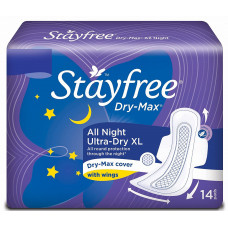 JandJ Stayfree Dry Max All Night Sanitary Pads (Pack of 14)
