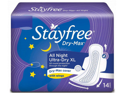 JandJ Stayfree Dry Max All Night Sanitary Pads (Pack of 14)