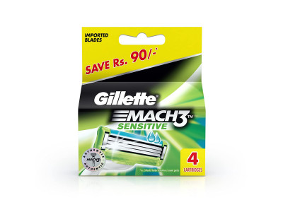 Gillette Mach3 Turbo Sensitive Shaving Razor Blades (Pack of 4)
