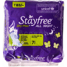 J&j Stayfree Dry Max All Night Sanitary Pads (Pack of 7)