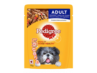 Pedigree Gravy Adult Grilled Liver Chunks Flavor with Vegetables 80 gm