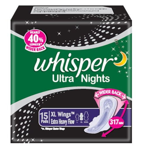 Whisper Ultra Night XL Heavy Flow Sanitary Pads (Pack of 15) : Buy Whisper  Ultra Night XL Heavy Flow Sanitary Pads (Pack of 15) Online at Best Price  in India