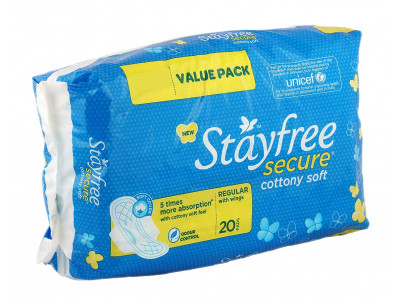 J&J Stayfree Secure Sanitary Pads (Pack of 20)