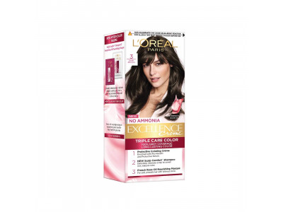 LOreal Paris Excellence Hair Color Small Pack No.3, Natural Dark Brown, 25ml+25g