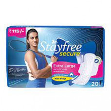 J&j Stayfree Secure Extra Large With Wings Sanitary Pads (Pack of 20)