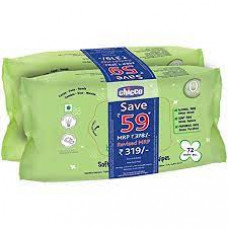 Chicco Soft Cleansing Wipes Without Flip - (Pack Of 2 - 72 Pcs Each)