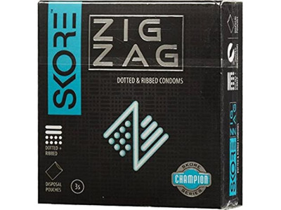 Skore Zig Zag Dotted and Ribbed Condoms (Pack of 3)