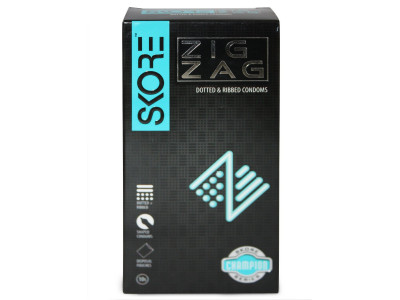 Skore Zig Zag Dotted and Ribbed Condoms (Pack of 10)