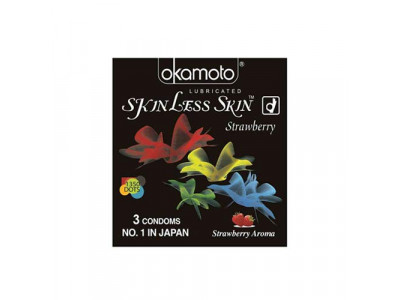 Okamoto Skin Less Skin Strawberry Condoms (Pack of 3)