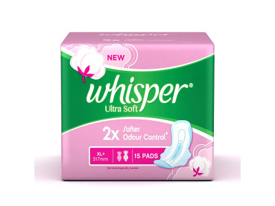 Whisper Ultra Soft XL+ Sanitary Pads (Pack of 15)