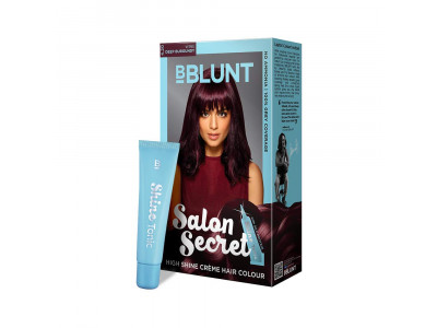 BBLUNT Salon Secret High Shine Creme Hair Colour, Deep Burgundi 4.20, 100g with Shine Tonic, 8ml, No Ammonia