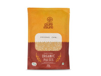Pure and Sure Organic Moong Dal (Mogar) 500 gm  