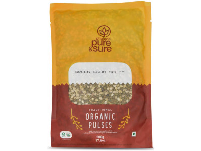 Pure and Sure Organic Green Gram Split Moong Dal 500 gm  
