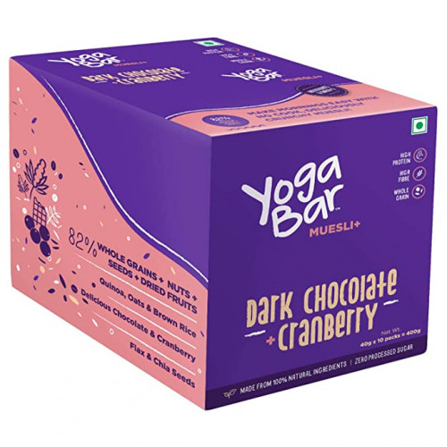 Yoga Bar Dark Choc. Cranberry (40gm*10) Muesli 400 Gm : Buy Yoga Bar Dark  Choc. Cranberry (40gm*10) Muesli 400 Gm Online at Best Price in India