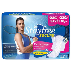 J&J Stayfree Secure XL Sanitary Pads (Pack of 40)