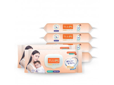Tulips Sensitive Baby Wet Wipes With Lid (Peach) 72 Nos Tulips Sensitive Baby Wet Wipes With Lid (Peach) 72 Nos
