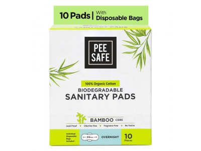 Pee Safe Biodegradable Sanitary Overnight (Pack Of 10) Pads 1 No