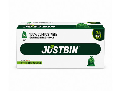 Justbin 100% Compostable Medium Garbage Bags Roll 15 Nos Justbin 100% Compostable Medium Garbage Bags Roll 15 Nos
