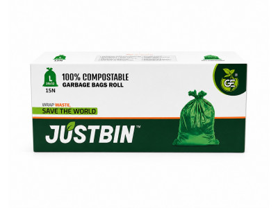 Justbin 100% Compostable Large Garbage Bags Roll 15 Nos Justbin 100% Compostable Large Garbage Bags Roll 15 Nos