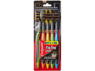 Colgate Zigzag Black Toothbrush (Pack of 5)