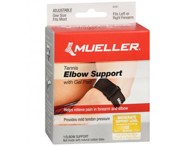 Mueller Tennis Elbow Support with Gel Pad, Black