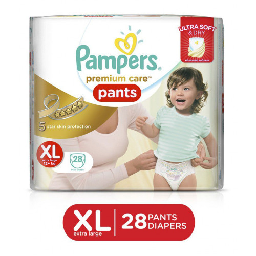 Cotton Pampers Premium Care Diapers Pants Age Group 12 Years Packaging  Size 36 Pads