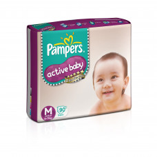 Pampers Active Baby Medium Diapers (Pack of 90)