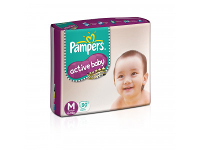 Pampers Active Baby Medium Diapers (Pack of 90)