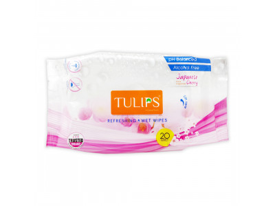 Tulips Refreshing Japanese Cherry Wet Tissues (20 Pulls)