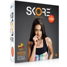 Skore Assorted Flavoured Dotted and Coloured Condoms (Pack of 20)