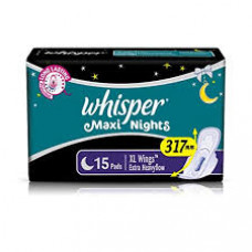 Whisper Maxi On Night XL with Wings Sanitary Pads (Pack of 15)