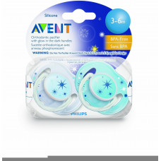 Avent Soother Night Scf176/21 Twin Pack - 3 - 6 M 
