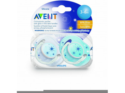 Avent Soother Night Scf176/21 Twin Pack - 3 - 6 M 