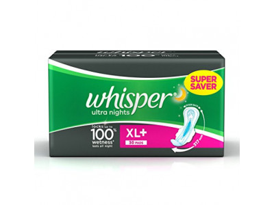Whisper Ultra Nights XL+ Wings Sanitary Pads (Pack of 30)