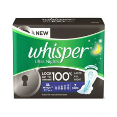 Whisper Ultra Nights Extra Heavy Flow XL+ Sanitary Pads (Pack of 7)