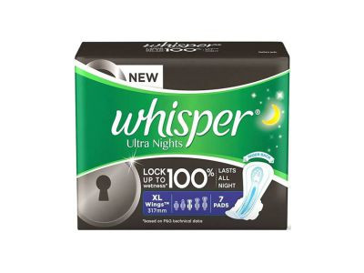 Whisper Ultra Nights Extra Heavy Flow XL+ Sanitary Pads (Pack of 7)